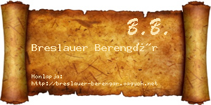 Breslauer Berengár névjegykártya